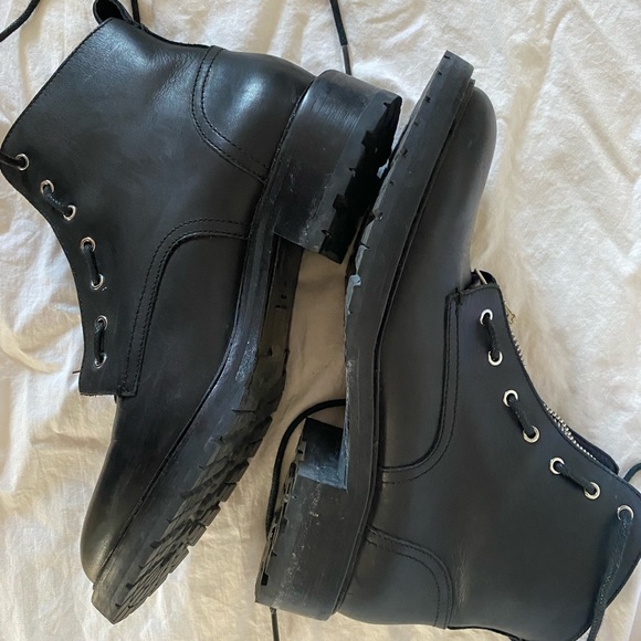 100% Leather - winter Combat boots s10 - Picture 4 of 5